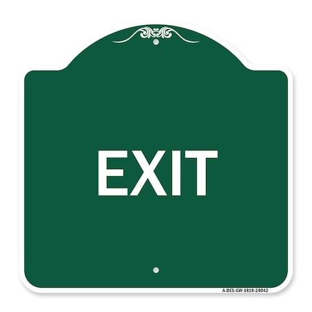 Signmission Designer Series Sign-Exit 1, Green & White Aluminum Architectural Sign, 18" H, 18" L, GW-1818-24042 A-DES-GW-1818-24042